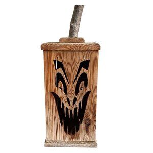 Hand Made Rustic Wooden Jack O Lantern Halloween Decor